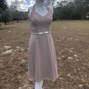 Elegance And Sophistication Alfred Angelo Halter Dress Tan S M